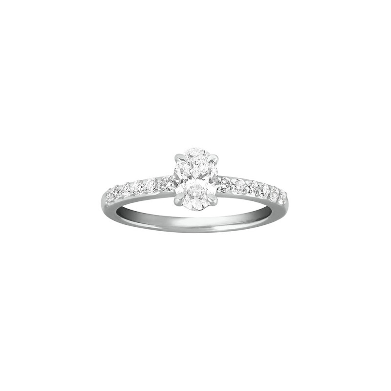 Bague Frojo solitaire or blanc diamant taille ovale