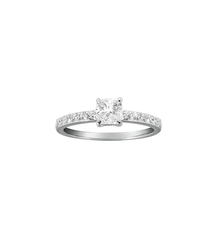 Bague Frojo Solitaire or blanc diamant taille coussin