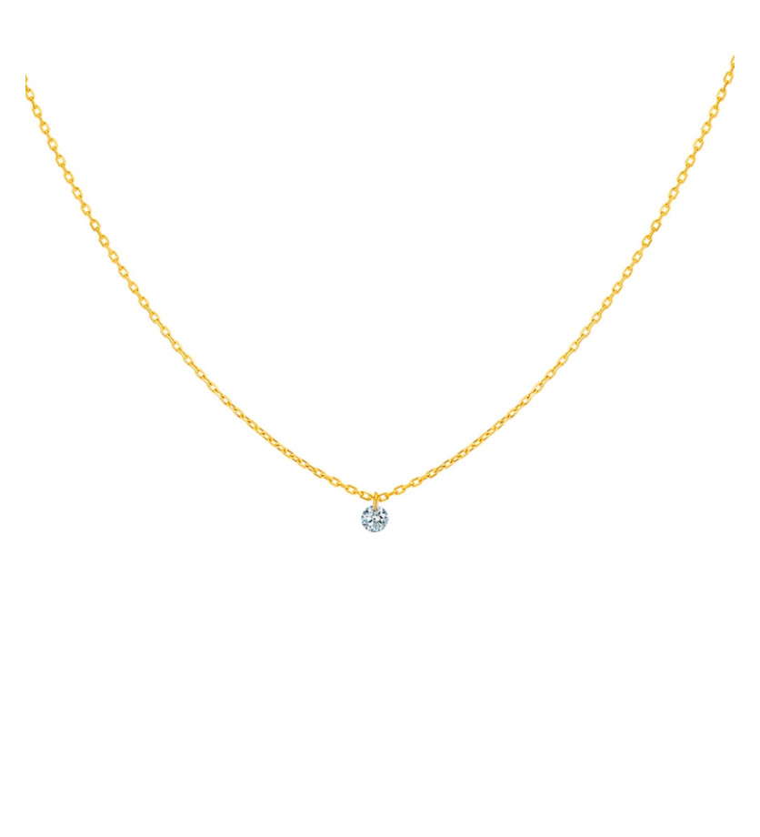 Collier La Brune et la Blonde 360° or jaune diamant solitaire