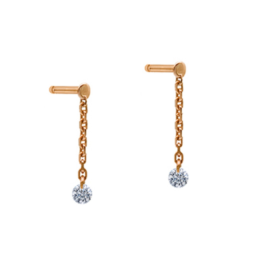 Mini pendants La Brune et La Blonde 360° or rose diamants