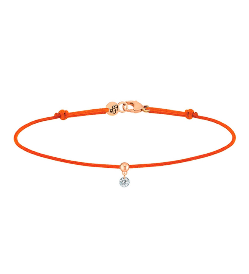 Bracelet La Brune et La Blonde cordon BB orange or rose diamant