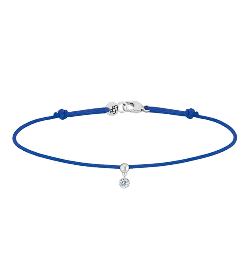 Bracelet La Brune et La Blonde cordon BB bleu or blanc diamant