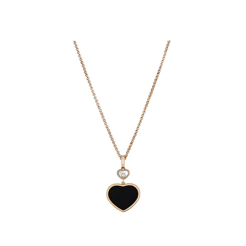 Pendentif Chopard My Happy Hearts or rose onyx diamant mobile