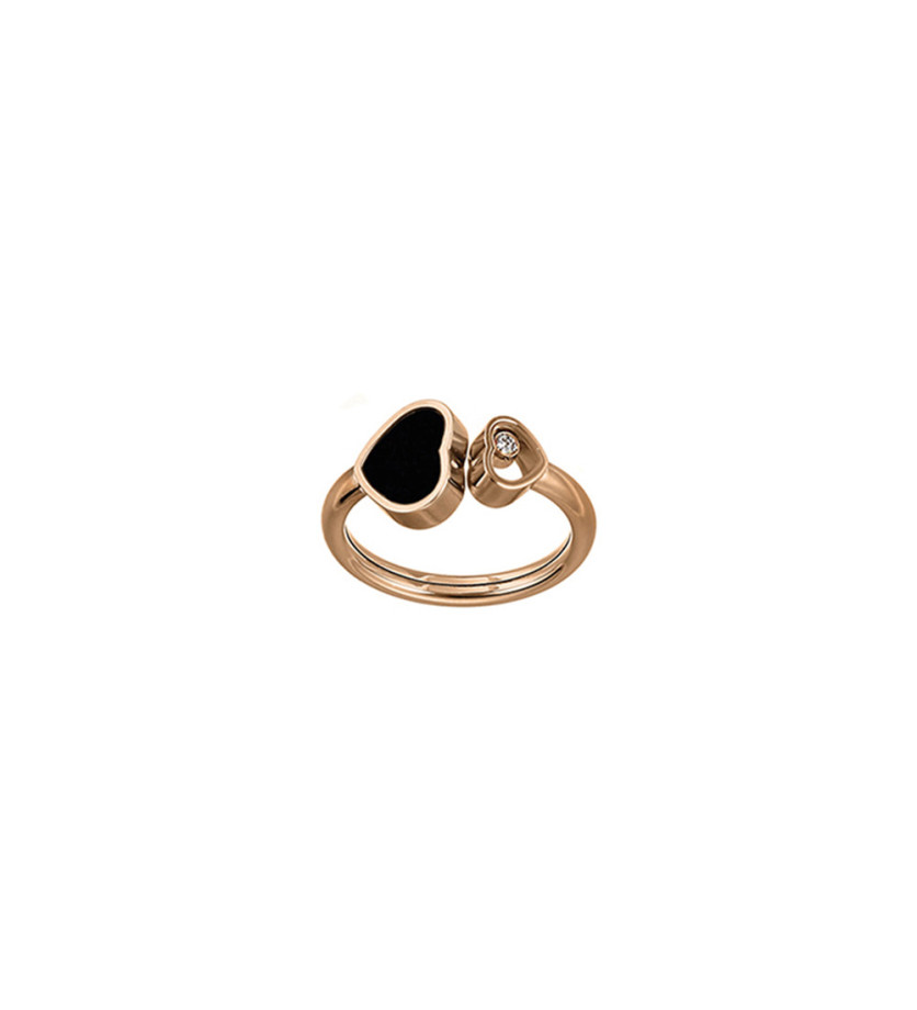 Bague Chopard My Happy Hearts or rose diamant et onyx