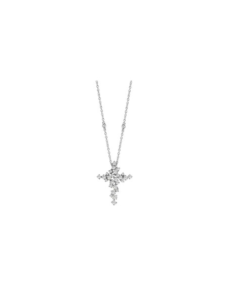 Collier Damiani Mimosa croix en diamants sur chaîne or blanc