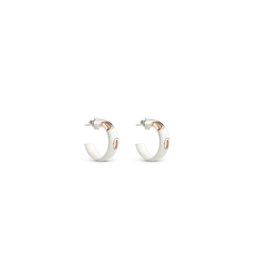 Boucles d'oreilles Damiani D.Icon en or rose diamants et céramique blanche