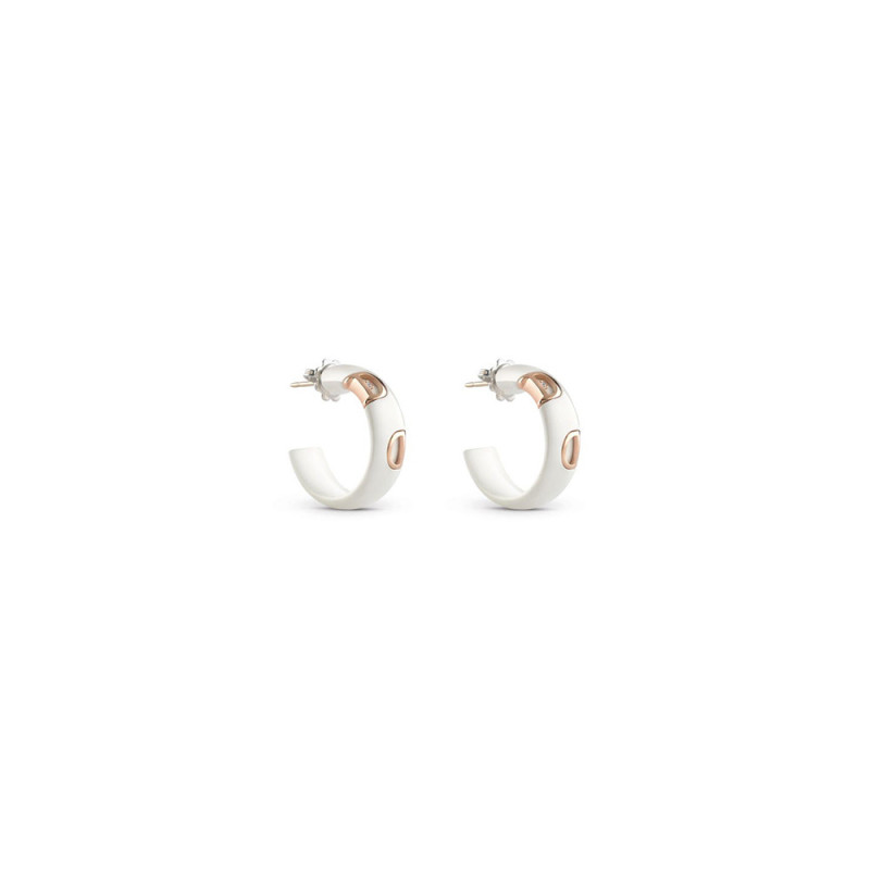 Boucles d'oreilles Damiani D.Icon or rose diamant et céramique blanche