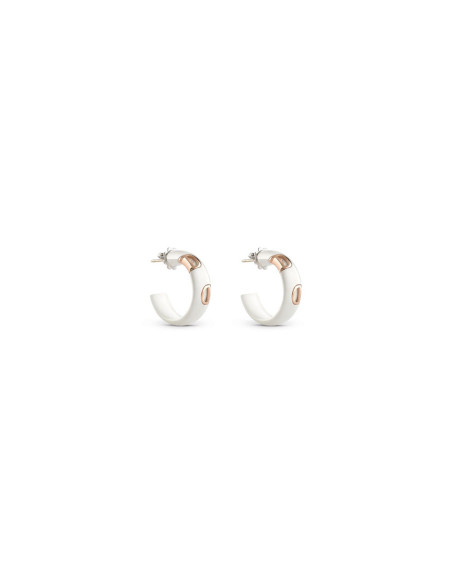 Boucles d'oreilles Damiani D.Icon en or rose diamants et céramique blanche