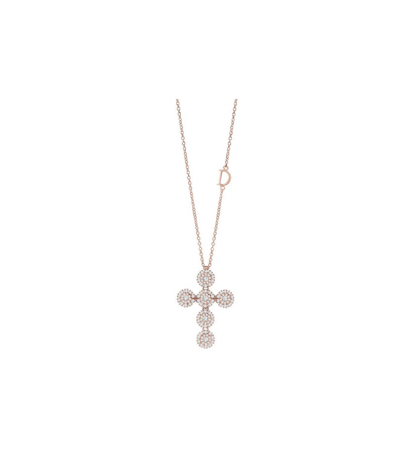Collier Damiani Margherita croix en or rose et diamants