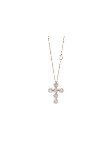 Collier Damiani Margherita croix en or rose et diamants