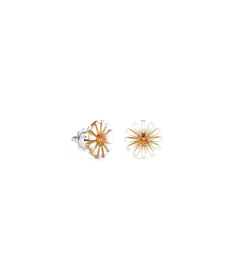 Boucles d'oreilles Damiani Margherita en or jaune quartz critine et céramique blanche 12mm
