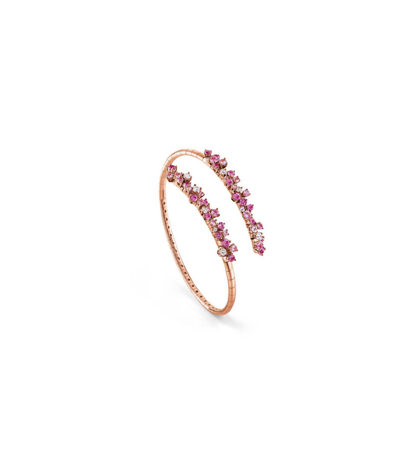 Bracelet Damiani Mimosa or rose diamants et saphirs roses
