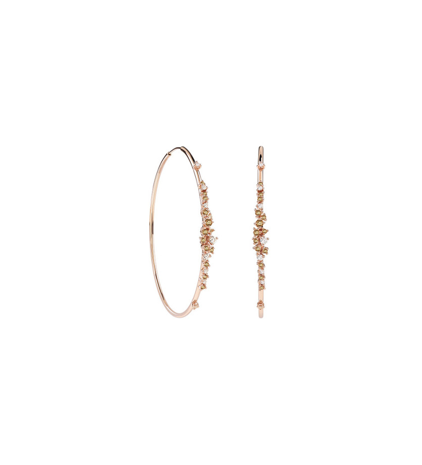 Boucles d'oreilles Damiani Mimosa en or rose, diamants et bruns