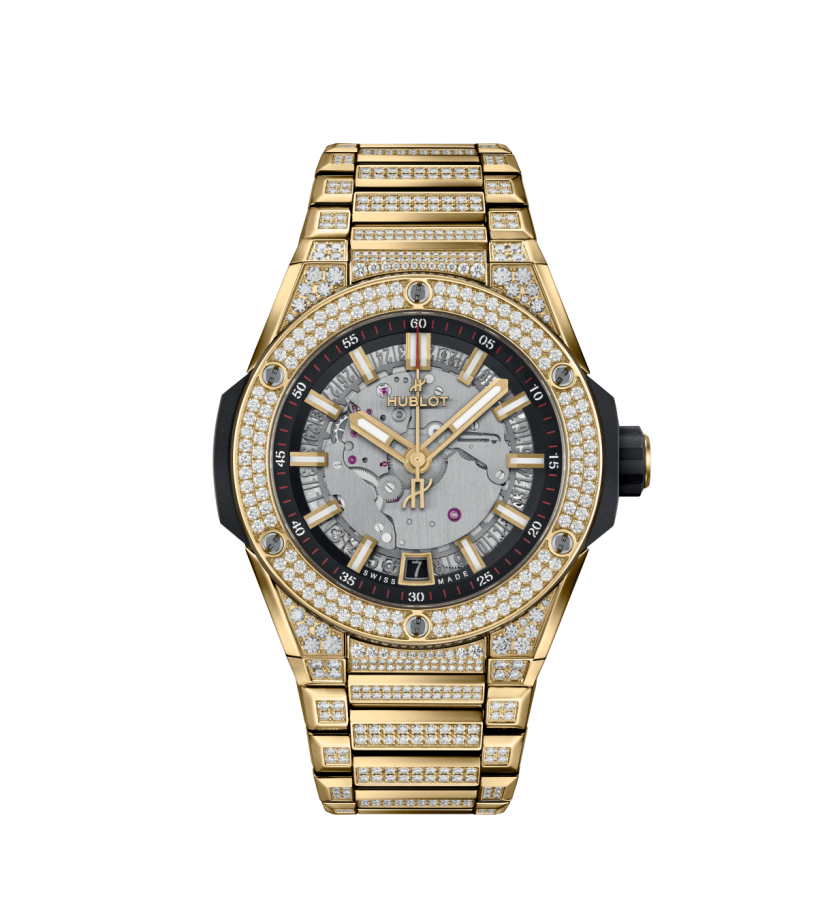 Montre Hublot Big Bang Integrated Time Only Yellow Gold Pavé, 40 mm.