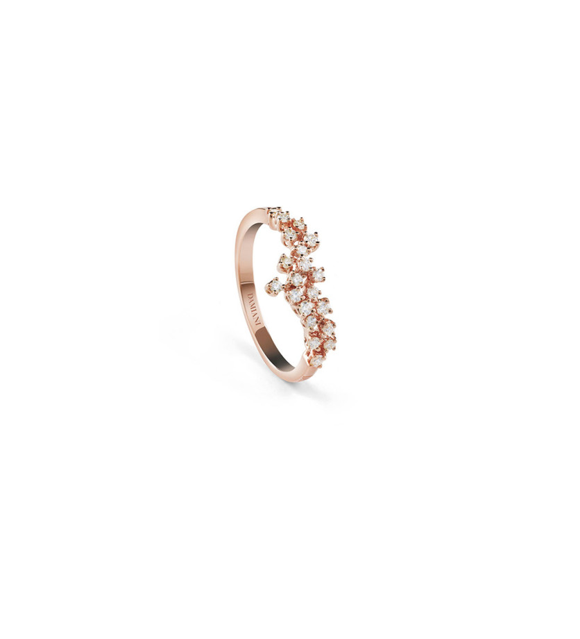 Bague alliance Mimosa or rose diamants