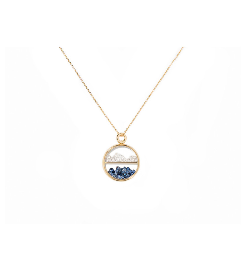 Médaille Chivor PM or jaune 2C diamants saphirs bleus