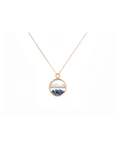 Médaille Chivor PM or jaune diamants saphirs bleus