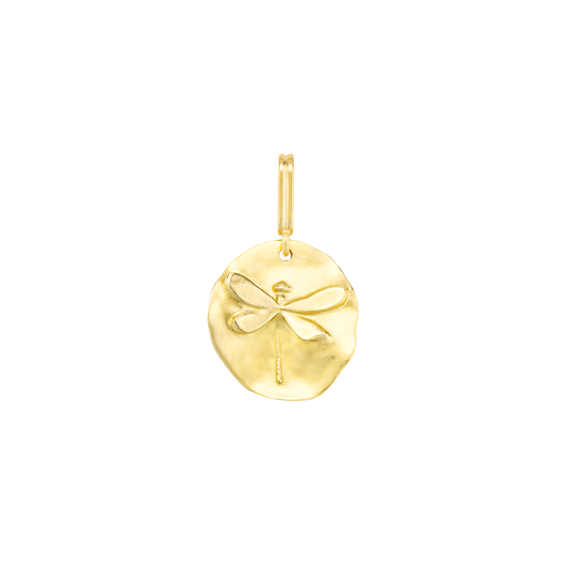 Médaille Mellerio libellule or jaune sablé