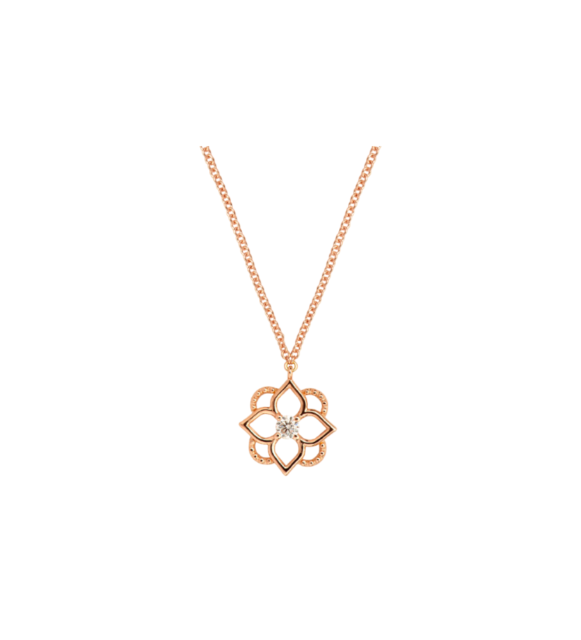 Collier Mellerio Mini Giardino or rose diamant chaîne câble rond 40cm