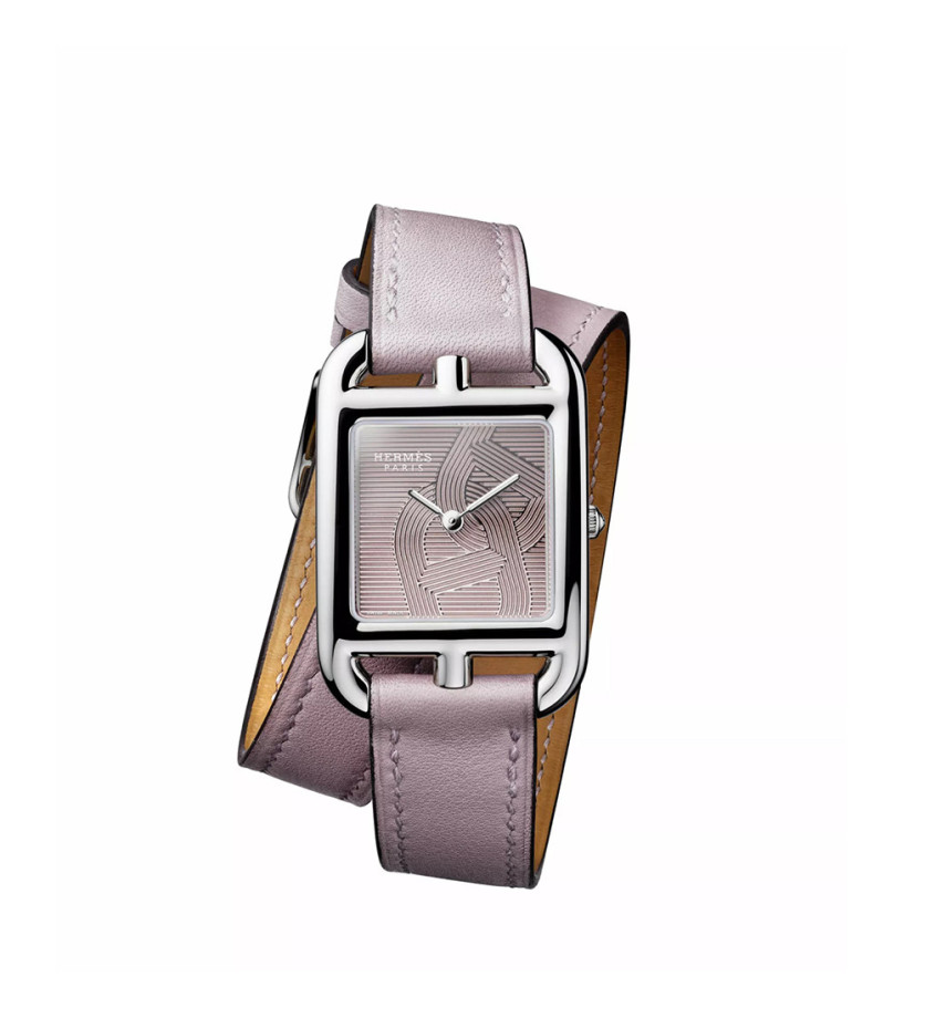 Montre Hermès Cape Cod PM 31 mm quartz cadran glycine chaîne d'ancre boîtier acier bracelet en cuir de veau Athena glycine