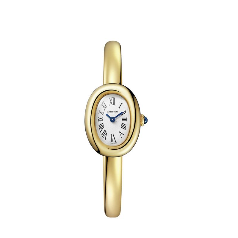 Montre Cartier Baignoire MM quartz cadran argenté bracelet or jaune