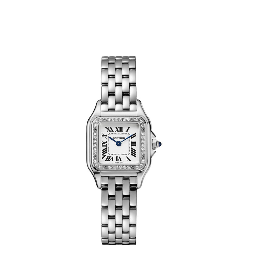 Montre Panthère de Cartier PM quartz cadran argenté bracelet acier