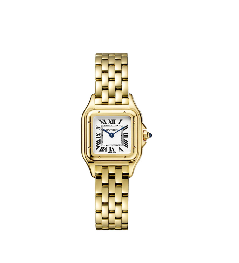 Montre Panthère de Cartier PM quartz cadran argenté bracelet or jaune