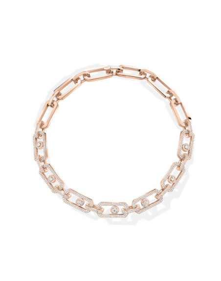 Collier Messika So Move Or Rose Pavé Diamants XL