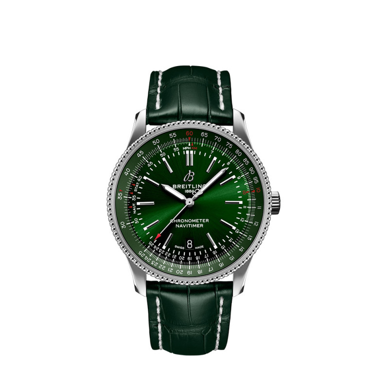 Montre Breitling Navitimer Automatic cadran vert bracelet en cuir d'alligator vert 41mm