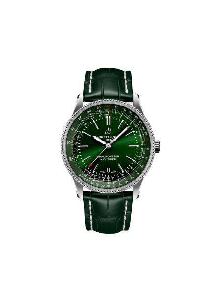 Montre Breitling Navitimer Automatic cadran vert bracelet en cuir d'alligator vert 41mm