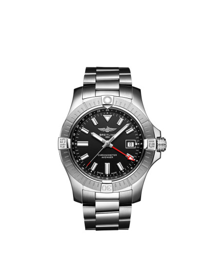 Montre Breitling Avenger Automatic GMT cadran noir bracelet acier 43mm