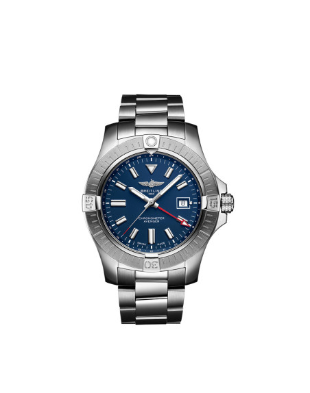 Montre Breitling Avenger Automatic GMT cadran bleu bracelet acier 45mm