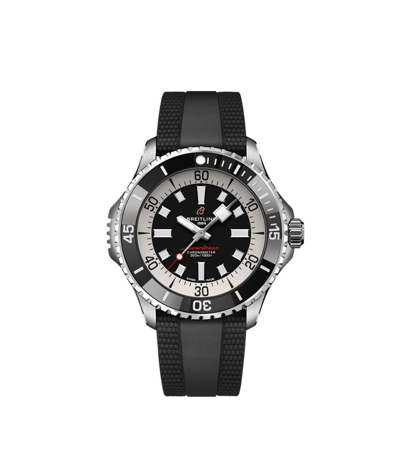 Montre Breitling Superocean Automatic cadran noir bracelet caoutchouc noir 46mm