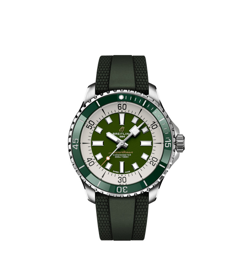 Montre Breitling Superocean Automatic cadran vert bracelet caoutchouc vert 44mm