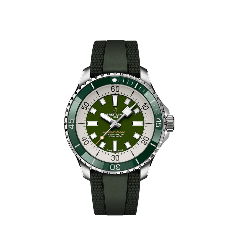 Montre Breitling Superocean Automatic cadran vert bracelet caoutchouc vert 44mm