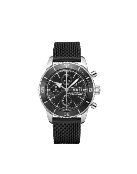 Montre Breitling Superocean Heritage Chronograph automatique cadran noir bracelet caoutchouc noir 44mm