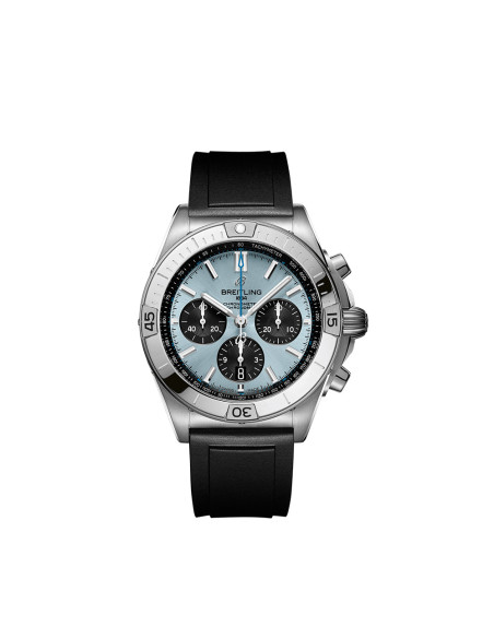 Montre Breitling Chronomat B01 automatique cadran bleu glacier bracelet en caoutchouc noir 42mm