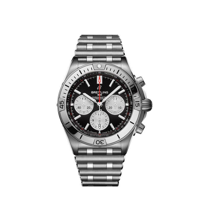Montre Breitling Chronomat B01 automatique cadran noir bracelet en acier rouleaux 42mm