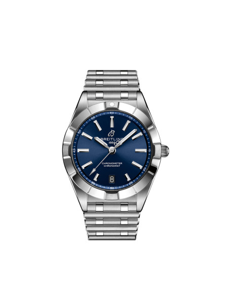 Montre Breitling Chronomat Lady SuperQuartz cadran bleu nuit bracelet rouleaux acier 32mm