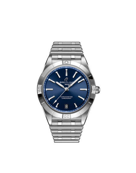 Montre Breitling Chronomat Lady Automatic cadran bleu nuit bracelet acier rouleaux 36mm