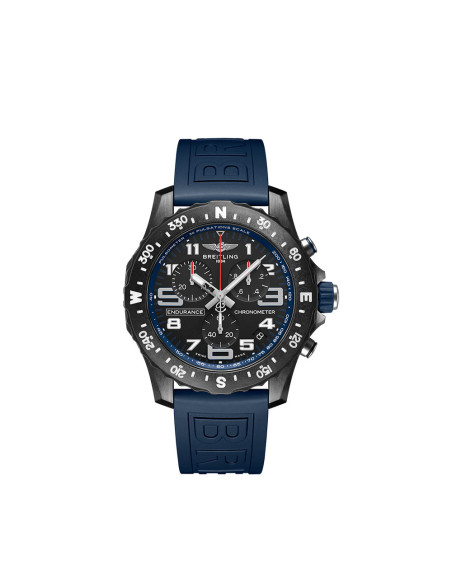Montre Breitling Endurance Pro SuperQuartz cadran noir bracelet caoutchouc bleu 44mm