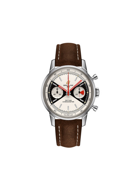 Montre Breitling Top Time Limited Edition automatique cadran blanc bracelet en cuir de veau brun 41mm