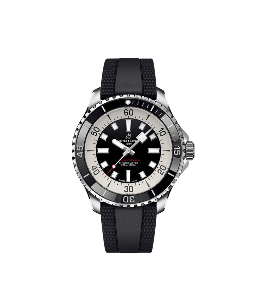 Montre Breitling Superocean Automatic cadran noir bracelet caoutchouc noir 44mm