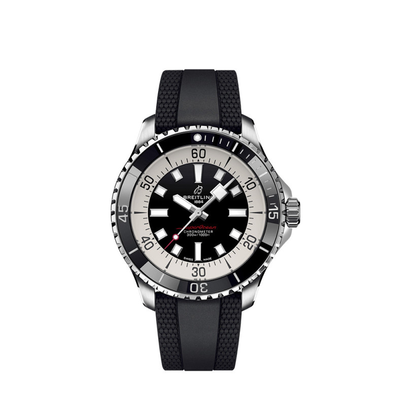Montre Breitling Superocean Automatic cadran noir bracelet caoutchouc noir 44mm