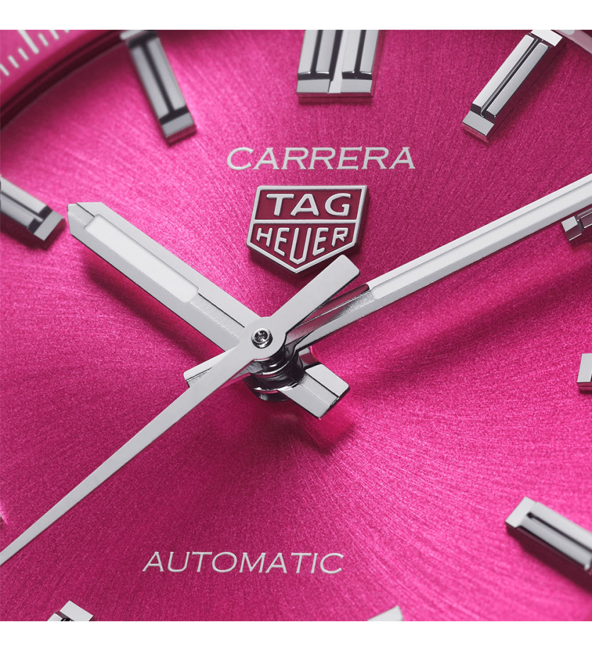 Montre TAG Heuer Carrera date Automatique Cadran rose Bracelet acier 36 mm