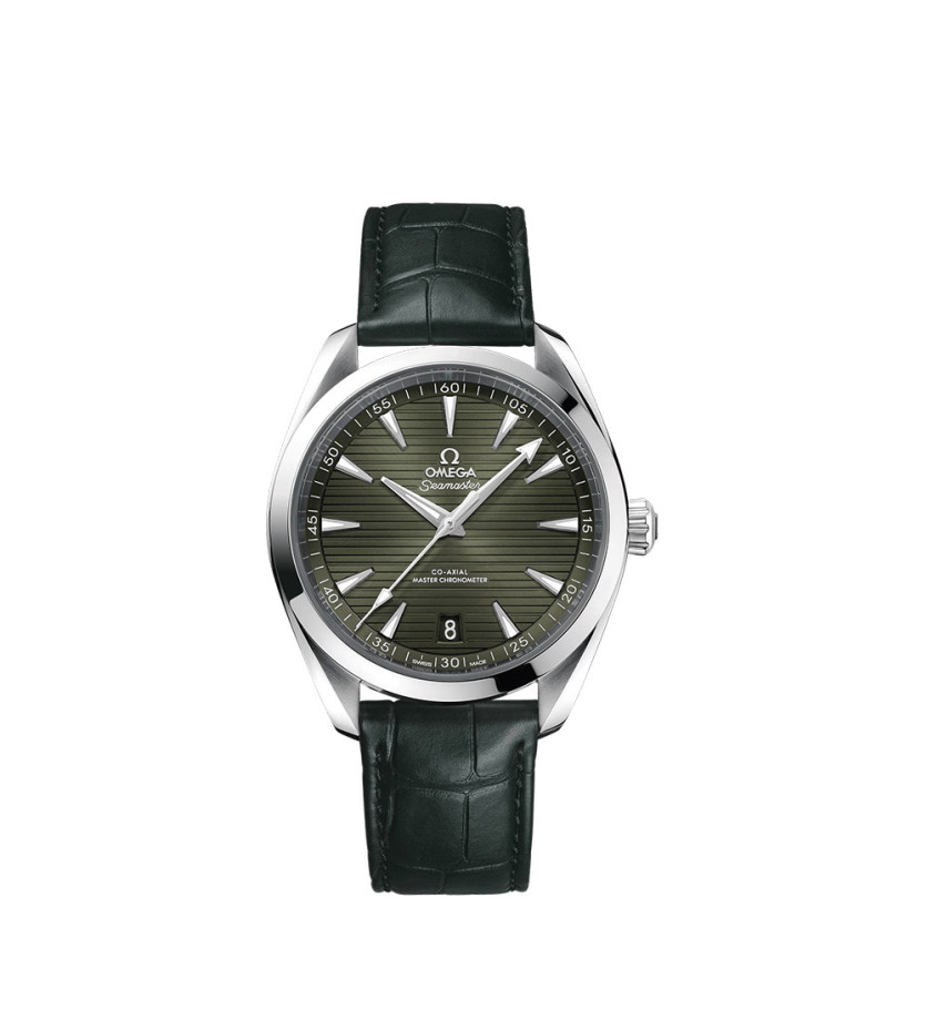 Montre Omega Seamaster Aqua Terra Co-Axial Master Chronometer automatique cadran vert bracelet en cuir vert 41mm