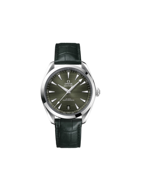 Montre Omega Seamaster Aqua Terra Co-Axial Master Chronometer automatique cadran vert bracelet en cuir vert 41mm