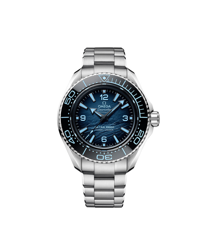 Montre Omega Seamaster Planet Ocean 6000M Co-Axial Master Chronometer automatique cadran bleu bracelet O-MEGASTEEL 45,5mm