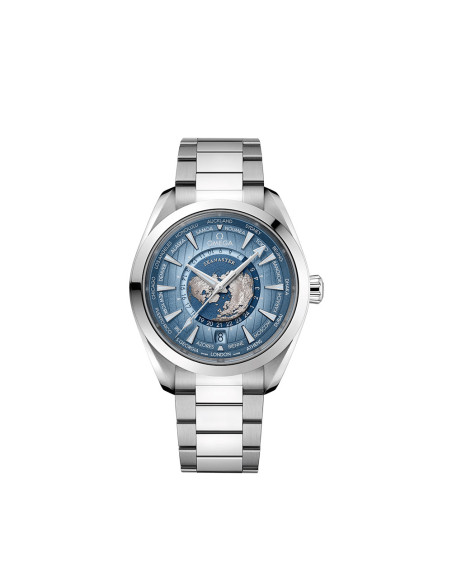 Montre Omega Seamaster Aqua Terra 150M Co-Axial Master Chronometer GMT Worldtimer cadran bleu bracelet acier 43mm