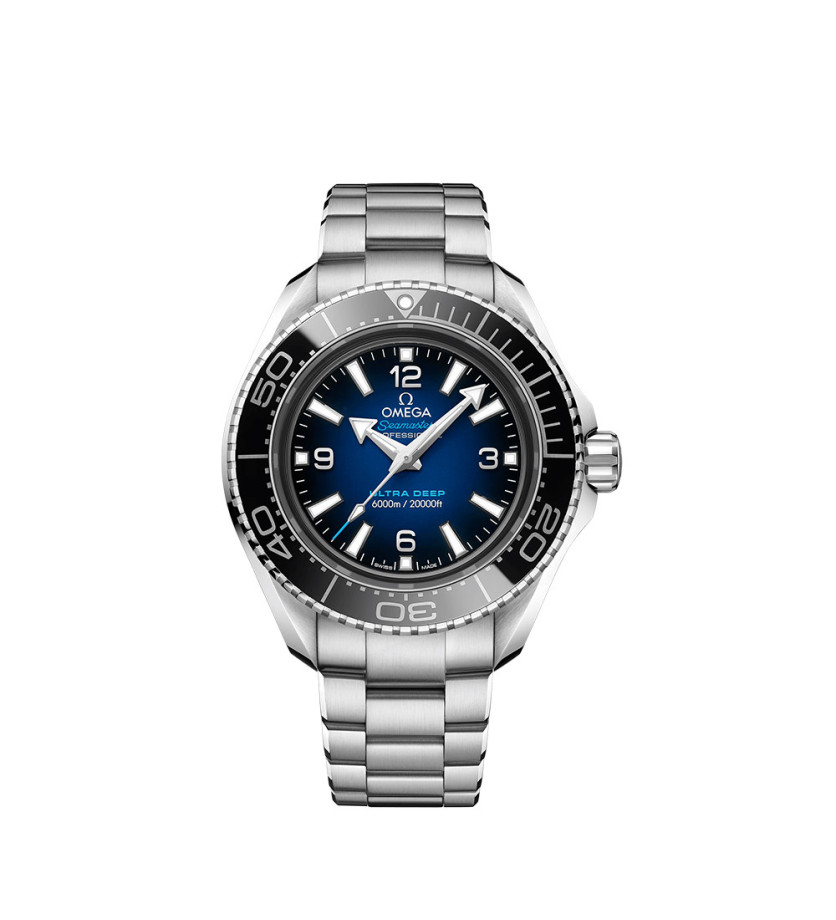 Montre Omega Seamaster Planet Ocean Ultra Deep automatique cadran bleu bracelet O‑MEGASTEEL 45,5mm